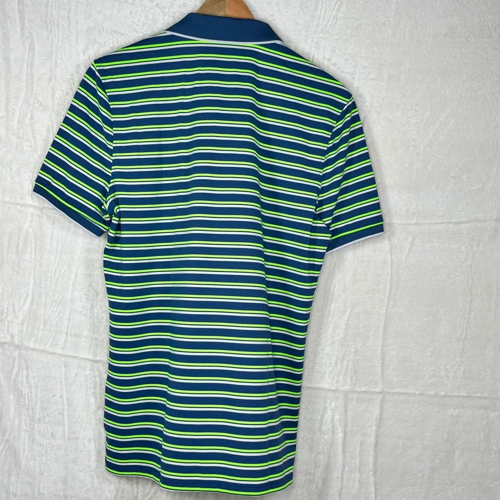G/FORE Mens Striped Golf Polo Shirt Size M‎ Short Sleeve Blue Green White, NWT